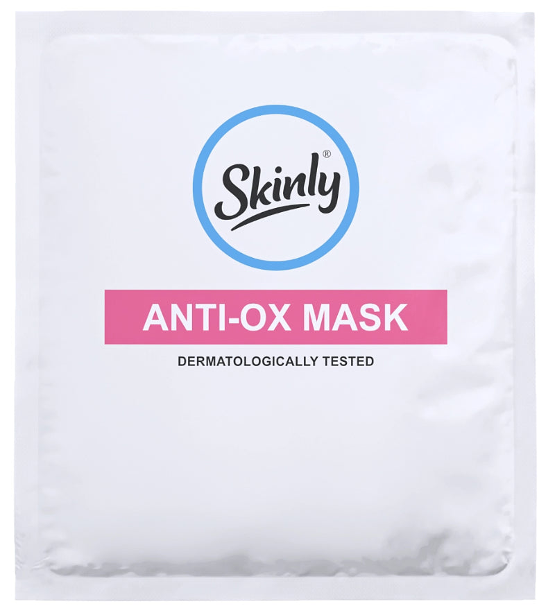 Skinly® Anti-Ox Mask VITALISIERENDE ANTI-AGING-MASKE AUS BIO CELLULOSE SOLL FÜR MEHR STRAFFHEIT, FESTIGKEIT UND JUGENDLICHKEIT SORGEN - 2 IN 1 SERUM & MASKE